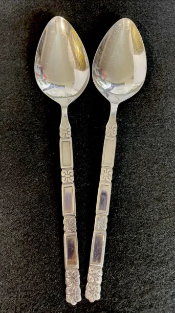 Lot Of 2 Oneida Community MADRID Stainless Flatware Serving Spoons NO Black