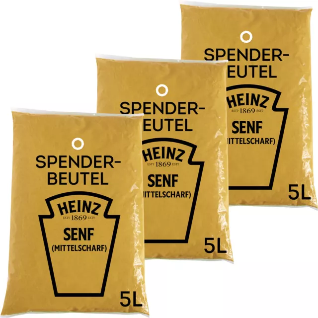 Heinz Senf Medium Hot Spicy IN Spenderbeutel 3 x 5 Litre 15000ml