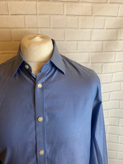 Camicia Charles Tyrwhitt blu Oxford 16"" - 33"" extra slim aderente polsino con bottoni NON FERRO