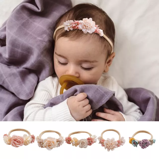 Handmade Newborn Baby Girls Flower Headband Infant Toddler Bowknot Hair Band Set