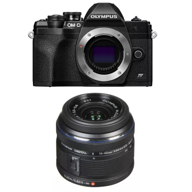 Olympus OM-D E-M10 Mark IV Mirrorless Camera with 14-42mm R Lens (Black)