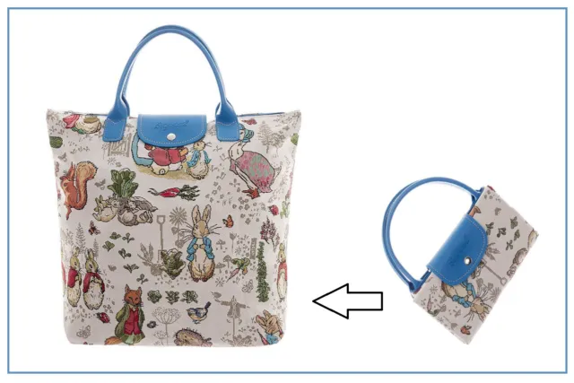 Signare Peter Rabbit Friends Tapestry Foldaway Tote Shopping Shopper Bag Cream