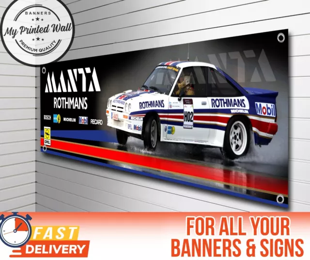 Opel Manta Rothmans Rally Car Banner for Garage, Workshop etc - LARGE