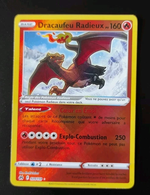 Dracaufeu Radieux 020/159 Double Rare (RR) - Carte Pokémon Épée Et Bouclier 12.5 Zénith Suprême - Neuve Sous Protection