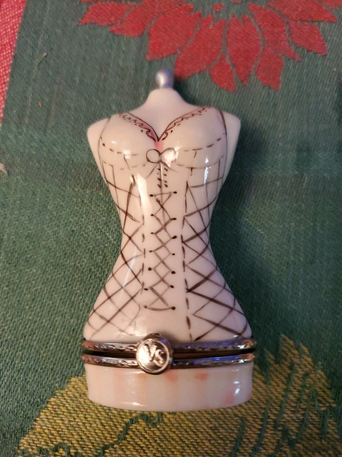 RARE Victoria Secret Porcelain Lace Knit Dressmaker Form Trinket Box