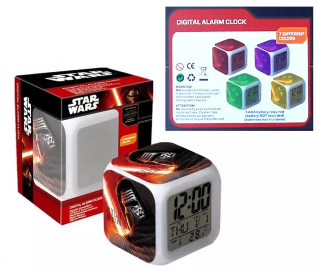 Star Wars Orologio Sveglia Digitale CUBO con LUCE Led Multi-Colore Originale