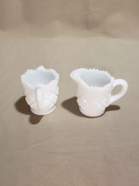 Westmoreland White Milk Glass Cream Glows and Sugar Set Vintage USA Mini's 2