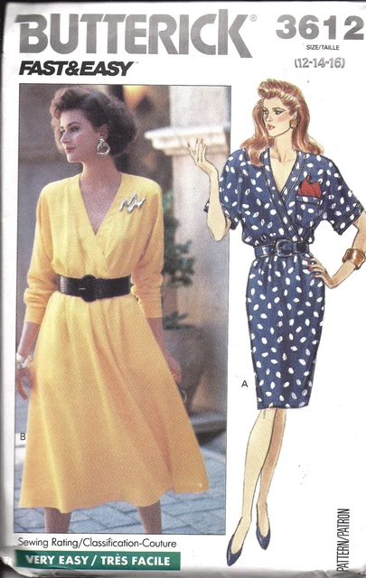 3612 UNCUT Vintage Butterick Sewing Pattern Misses Loose Fitting Dress OOP Sew