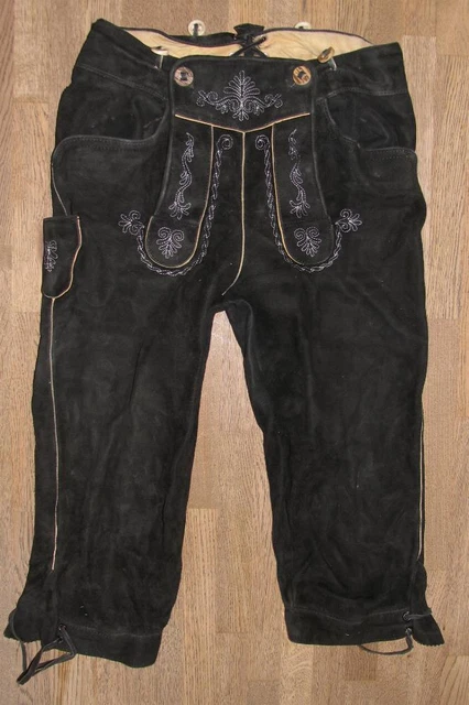 " Distler " Uomo- Trachten- Kniebund- Pantaloni IN Pelle/Pantaloni Costume Nero