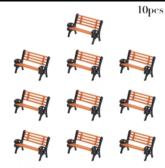 Model Railway Station Train Bench 10 Pieces  HO / OO Gauge  1:87 Scale  Diorama