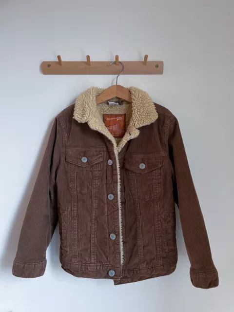 Zara boys age 7 corduroy brown sherling jacket thick Autumn/winter jacket