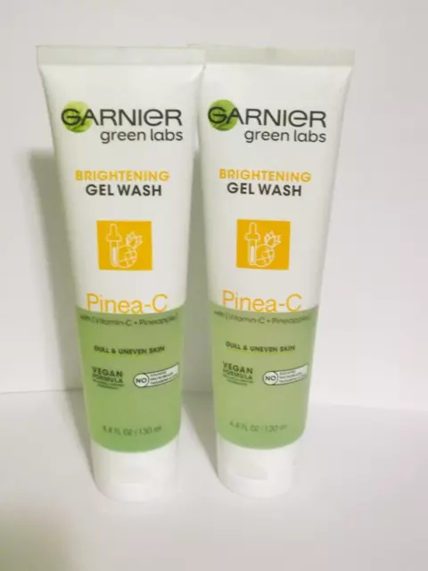 2 Garnier Green Labs Pinea-C Brightening Gel Wash Cleanser 4.4 oz Each