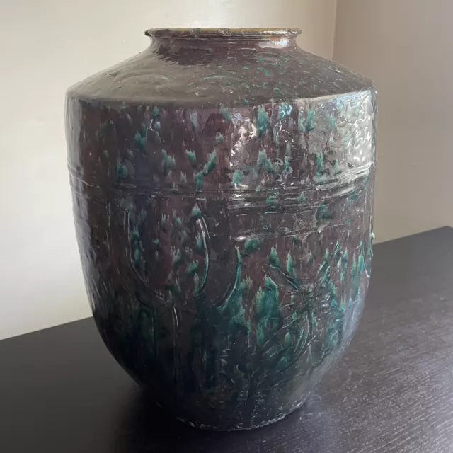 Antique Chinese Song Style Purple Gray Glazed Pottery Wine Rice Pot Vase Jar Art