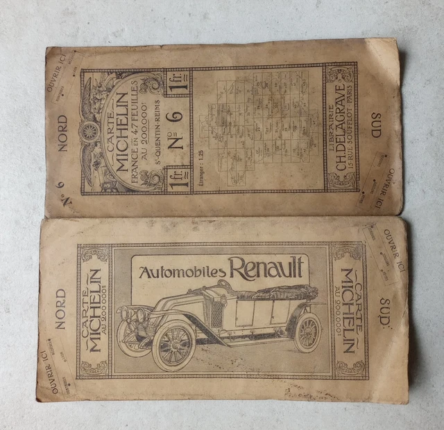 Carte Michelin N°6 Toilée - St Quentin Reims - 1921 - Bel état