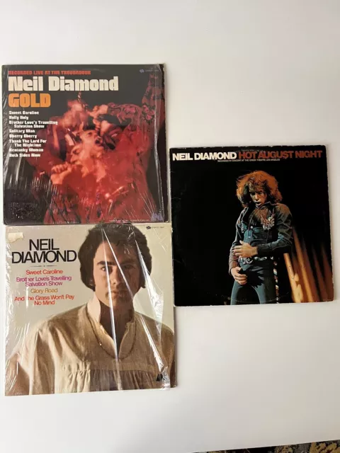 Neil Diamond Gold/Hot August Night/Brother Love's Traveling Salvation LP en muy buen estado