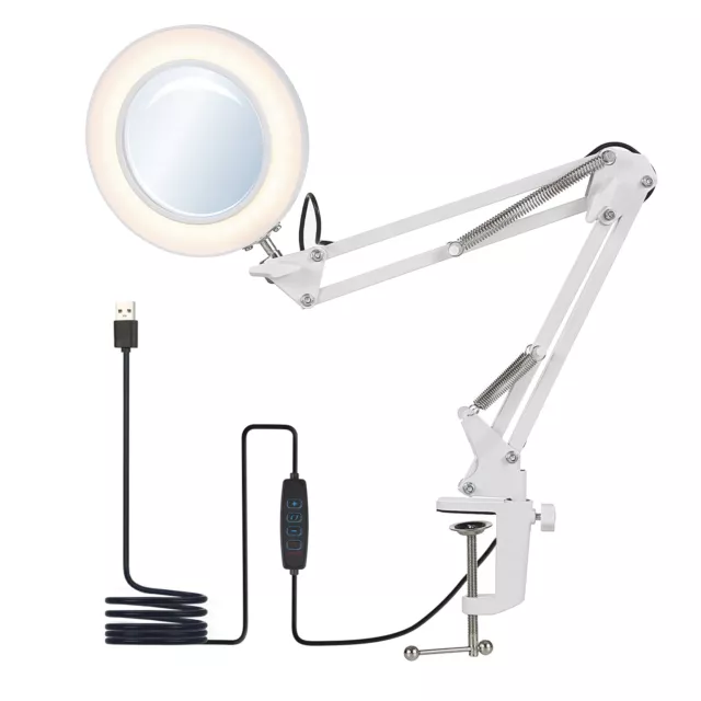 Lampe de table flexible à pince avec loupe 8x, bras oscillant,  à F2M3