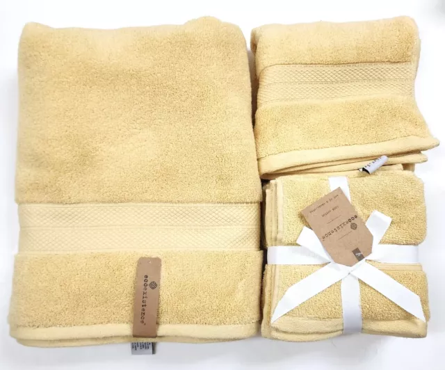 ECOEXISTENCE PALE YELLOW SOLID FLUFFY COTTON BATH,HAND TOWEL OR 4 WASHCLOTHS