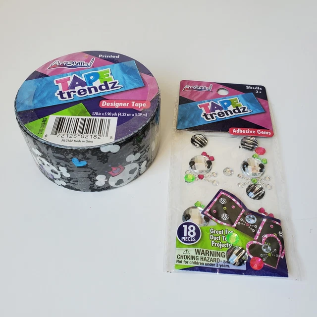 Lot Art Skills Skulls Designer Duct Craft Tape & Adhesive Gems Trendz Artskills