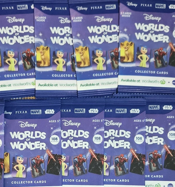 WOOLWORTHS DISNEY WORLDS Of Wonder 2024 New Collector Cards Bulk x 9 Packs 5.00 PicClick AU