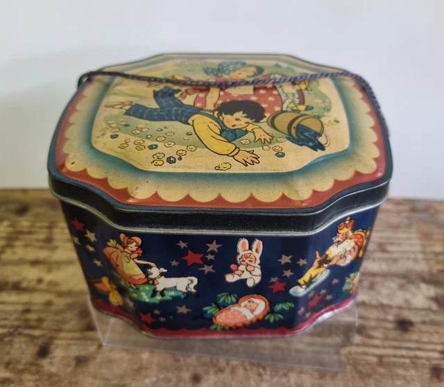 VINTAGE TIN W Horner Sweets Nursery Rhymes With Original String