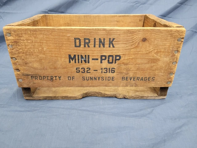 Vintage Sunnyside Beverages Drink Mini Pop Wooden Crate