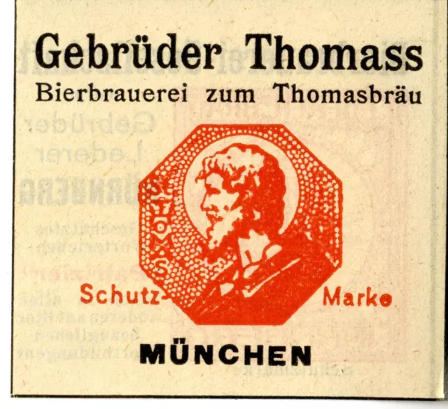 Gebrüder Thomass München BIERBRAUEREI ZUM THOMASBRÄU Trademark 1908