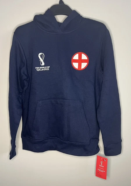 Official Fifa World Cup Qatar 2022 Navy Blue England Hooded Jumper Hoodie BNWT