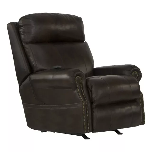 Catnapper Danny Cocoa Leather Power Rocker Recliner with Therapeutic Massage