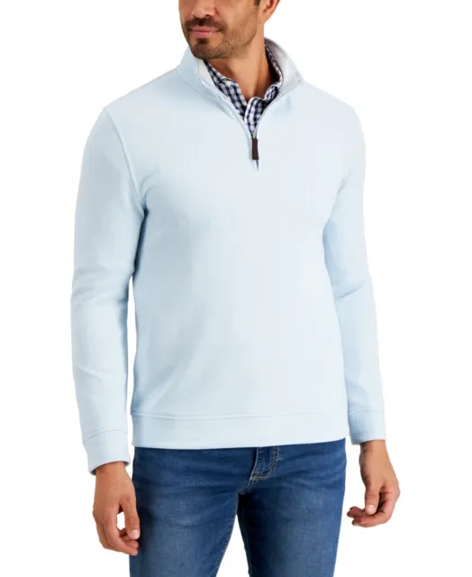 Club Room Men's Birdseye Quarter zip Pullover Xl  Billowing Cloud sweater