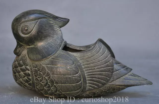 7.6 " Ancient China Bronze Fengshui Animal Duck Bird Beast Incense burner Censer