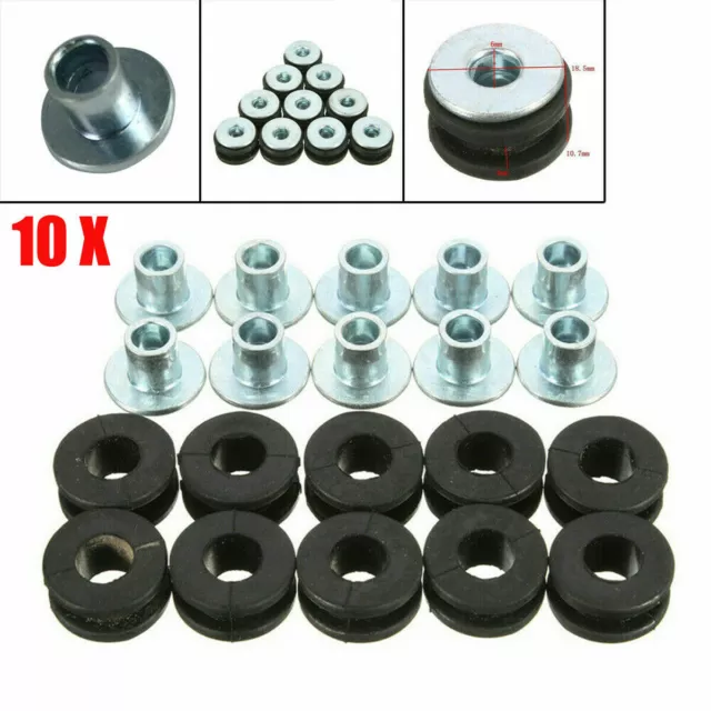 10X Motorcycle Bolt Grommets Rubber Kit For Honda Yamaha Suzuki Kawasaki Fairing