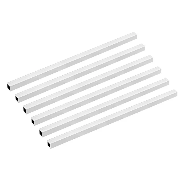 6063 Alluminio Rettilinea Tubo Quadrato 12mmx12mmx1mm 300mm Lunghezza 6pz