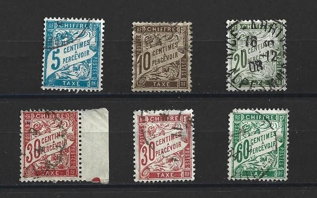 FRANCE - Lot de 6 timbres oblitérés - CHIFFRE TAXE A PERCEVOIR "type Duval"