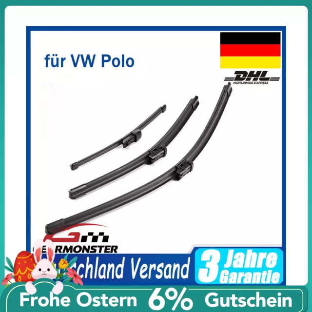 SCHEIBENWISCHER VORNE + HINTEN Komplett Set für VW Polo V Typ 6R 6C | UP Typ AA