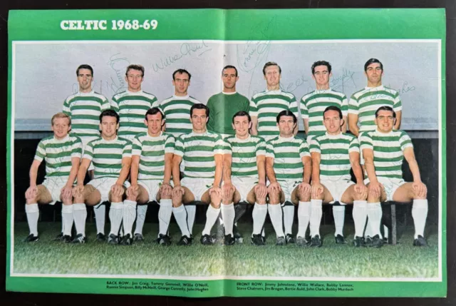 CELTIC signed 1968-69 Team photo picture LISBON LIONS JOHNSTONE McNEILL HUGHES