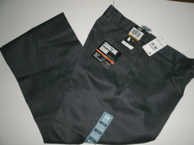 Mens Dockers Signature Khaki Pants D2 Straight Fit & Leg Flat Front Gray Chevron