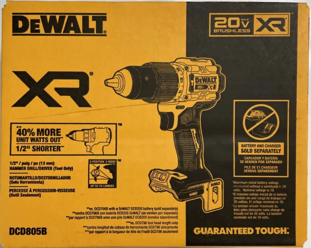 Dewalt DCD805B 20 volt XR 1/2 Hammer Drill New In Box