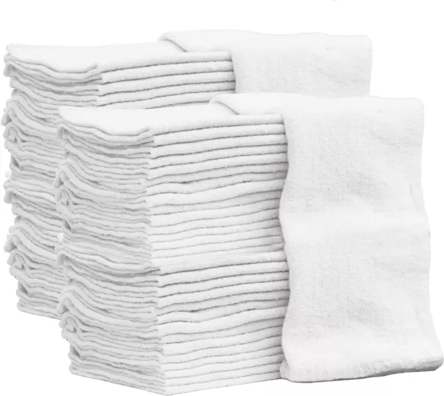 Auto Mechanic Shop Towels Shop Rags 100% Cotton, 100 Pack White Size 14″X14″