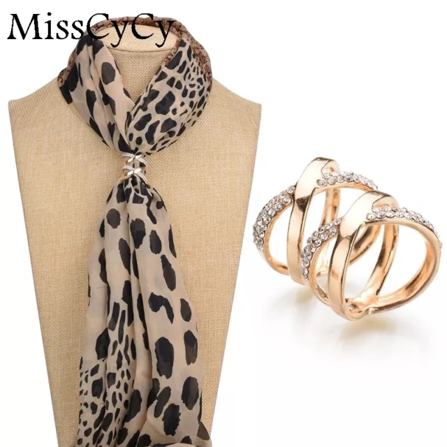 Women Scarf Buckle Ring Clip Holder Crystal Flower Brooch Scarves Jewelry  Gifts 