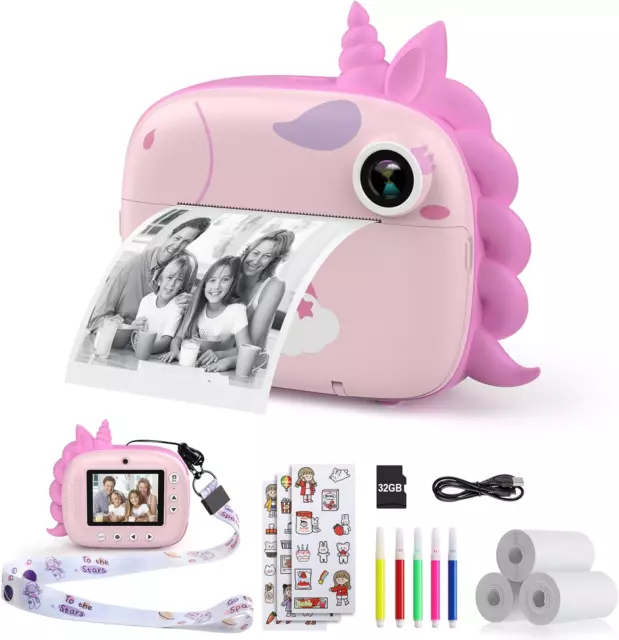 HiMont Camera Instant Print, Digital Camera for Kids with Zero Ink Print Paper &