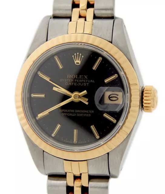 Rolex Datejust Donna Bicolore 18K Oro & Acciaio Orologio Quadrante Nero 69173