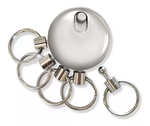 5 Detachable Ring Keyring Key Holder - Keybak Spider Chain - Chrome Finish.
