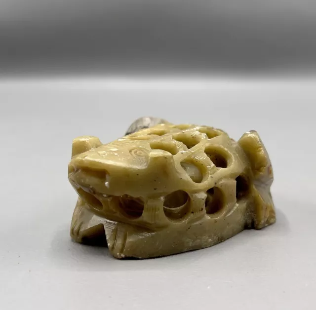 Vintage Sandstone Hand Carved Frog In Frog Toad Figurine