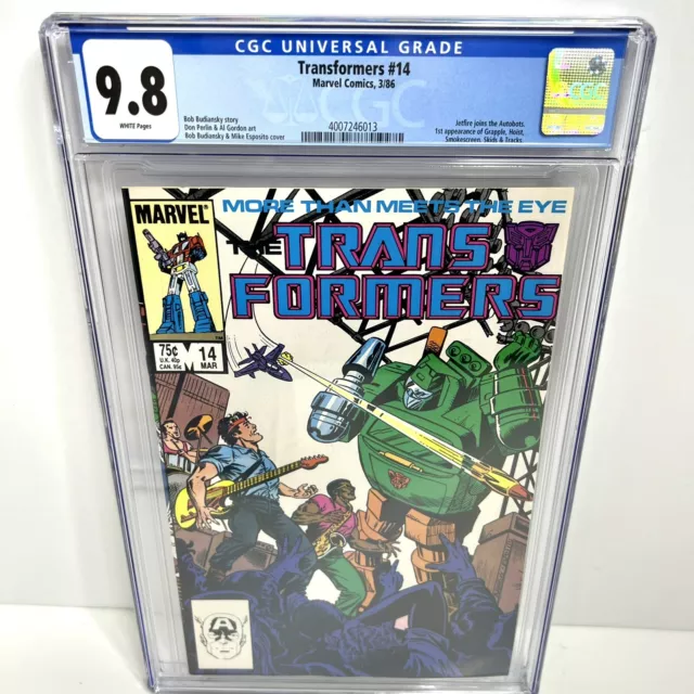 TRANSFORMERS #14 CGC 9.8 White Pages 1986 Marvel Comics 1st App Grapple Hoist