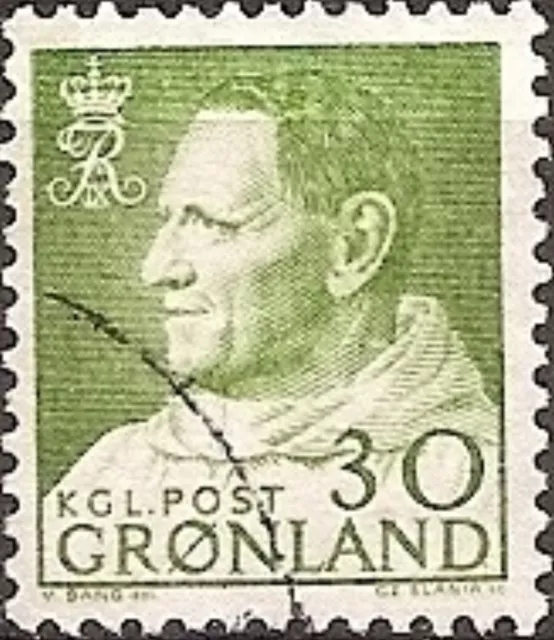 Greenland #Mi71 Used 1968 King Frederick IX [55 YT42A]