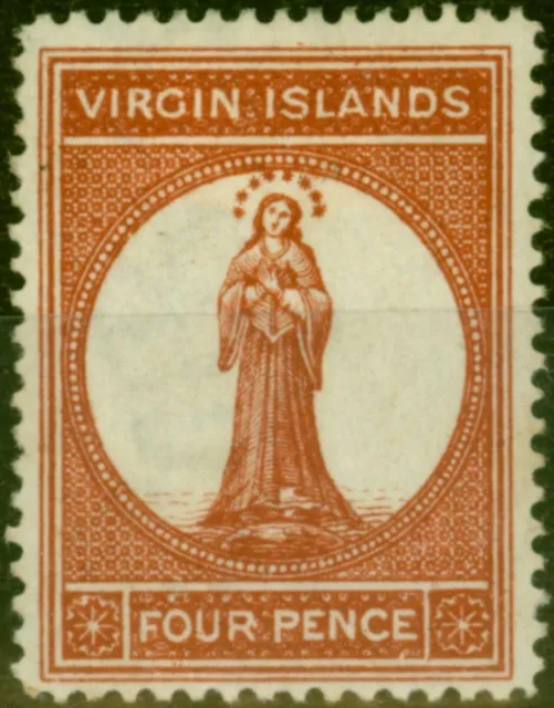 Virgin Islands 1887 4d Brown Red SG37 Thin mm - Variant 5