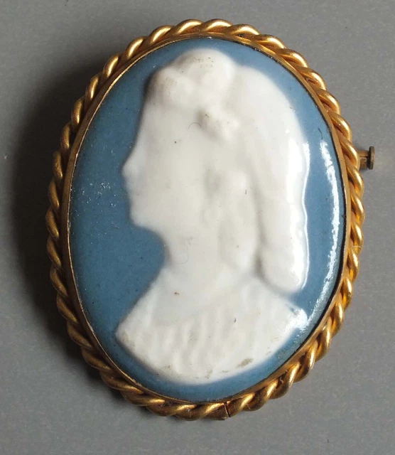 Broche Ancienne En Porcelaine De Limoges Et Métal Doré - Occasion, Bijou Vintage