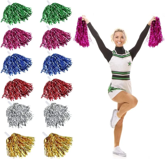 RMENOOR Lot de 12 pompons pom-pom girl duveteux avec bande métallique...