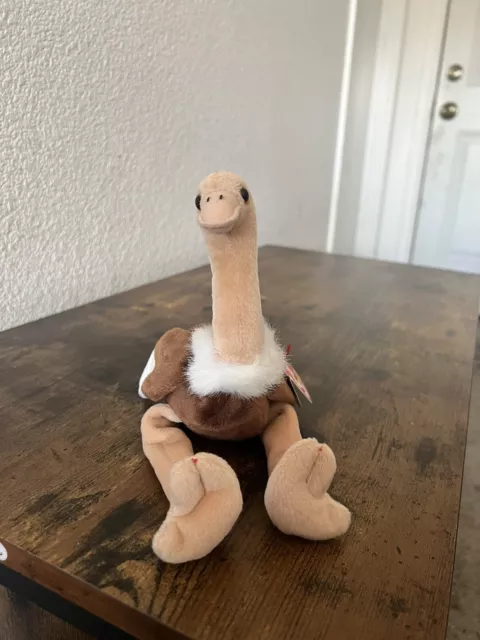 TY Beanie Baby STRETCH the Ostrich Plush 11 inch Stuffed Animal Toy