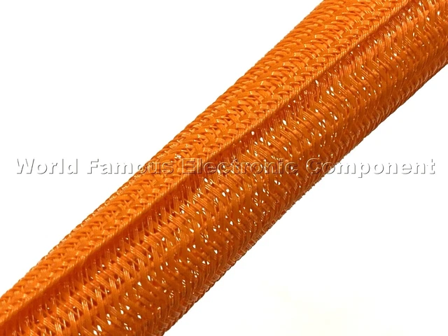 F6N0.50OR 1/2" Orange Split Braided Cable Sleeving , Split Loom , Wrap - USA